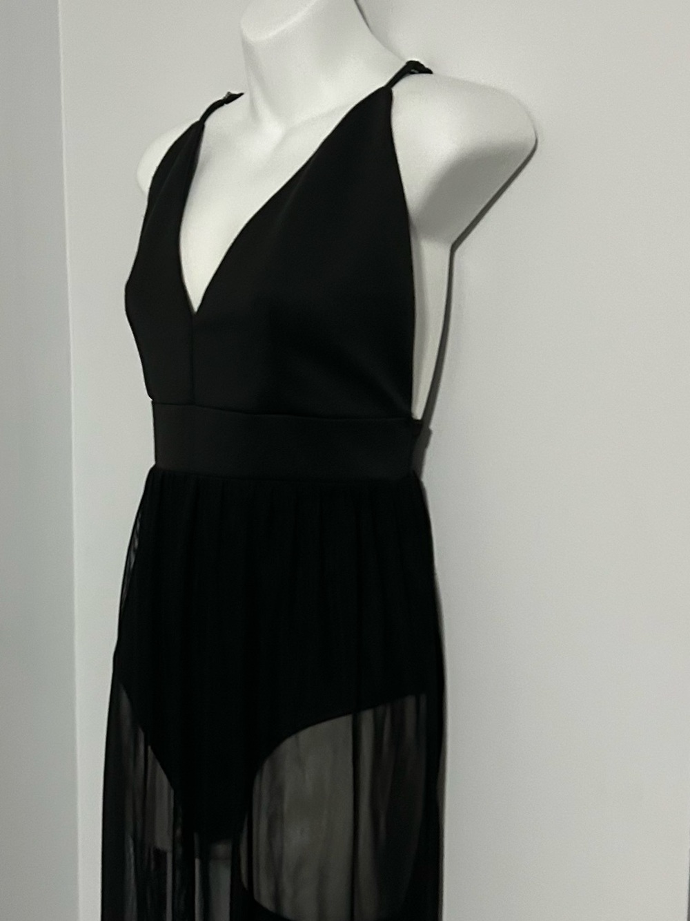Sheer Skirt Bodysuit Slip Dress Ethereal Edgy Romance Gothic Elegance - Picture 4 of 8